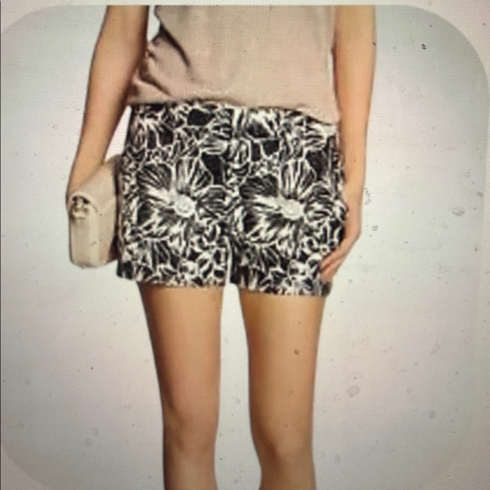NWOT Banana Republic Black and White Floral High Waist Shorts Sz 2